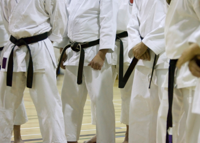 A Row of Black Belts after a test