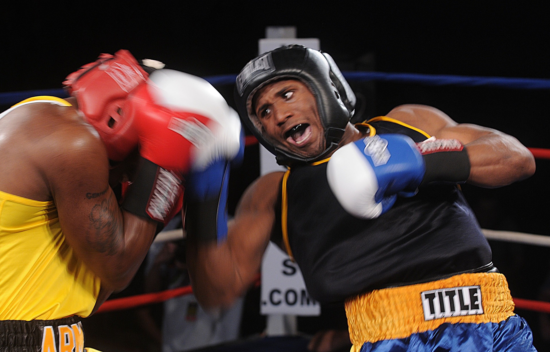 Southpaw uppercut connects with opponent.